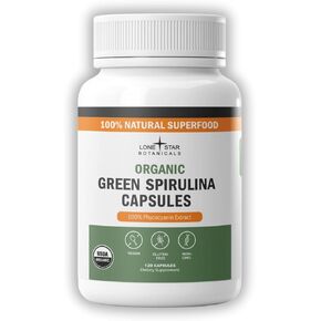 كبسولات سبيرولينا الزرقاء العضوية-طحالب زرقاء خضراء نقية 100 ٪ ، لا رائحة مريب ، مكملات الأطعمة الفائقة ، نباتي ، غير محلي ، خالية من الغلوتين-60 كبسولة in Kuwait