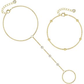 TEN MIRO 16K مطلية بالذهب سلسلة اليد سوار، أساور مطلية بالذهب للنساء ربط سلسلة أساور البنصر الرقيق سوار هدايا عيد الأم المجوهرات in Kuwait