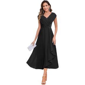 فساتين أم العروس شيفون مزينة بالدانتيل وأكمام قصيرة فستان سهرة رسمي مكشكش لحفلات الزفاف in Kuwait