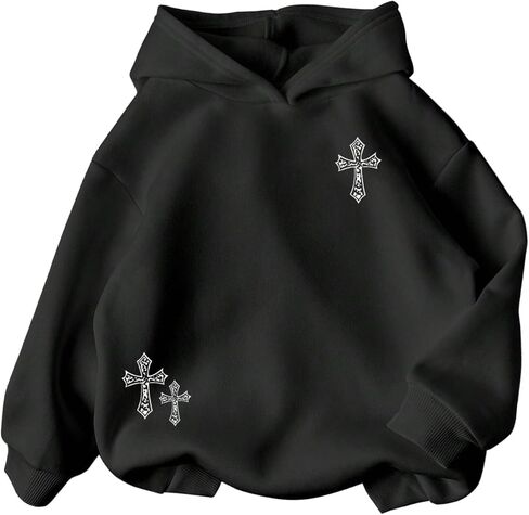 WDIRARA Boy's Cross Graphic Hoodies Long Sleeve Hooded Sweatshirt Pullover Tops in Saudi Arabia
