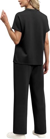 XIEERDUO Women's Side Slit Lounge Sets 2 Piece Travel Outfits Wide Leg Loungewear Fashion Mock Neck Tracksuits S-3XL in Saudi Arabia