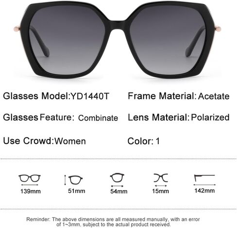 نظارات شمسية نسائية عصرية مستقطبة ألماس حماية من الأشعة فوق البنفسجية 400 YD1440T in Kuwait