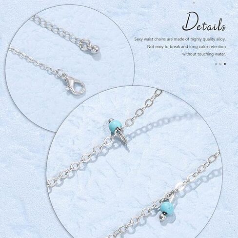 YONAMIX Silver Waist Beads Chain Turquoise Belly Chains for Women in Saudi Arabia