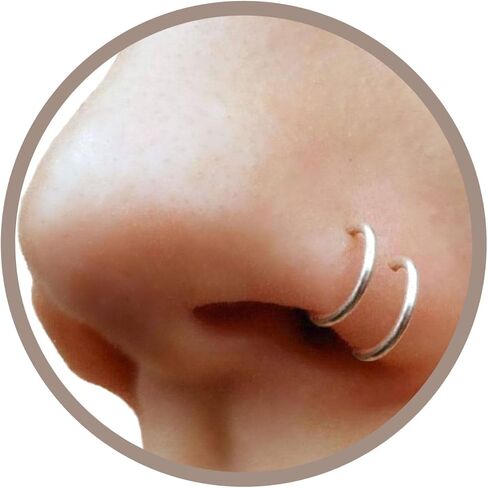 Set of 3 Fake Clip On Nose Rings 20g - Gold, Rose Gold and Silver Tone Tiny Faux Piercing Hoops - No Piercing Needed in Saudi Arabia