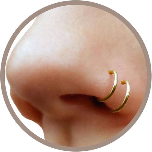 Set of 3 Fake Clip On Nose Rings 20g - Gold, Rose Gold and Silver Tone Tiny Faux Piercing Hoops - No Piercing Needed in Saudi Arabia