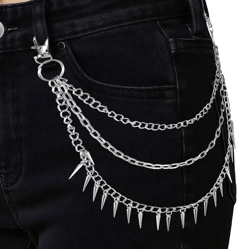 Jean Chains for Women, Goth Layered Pants Chain Wallet Chains Punk Rivet Belt Chain Hip Hop Style Accessories for Women and Men Jewelry in Saudi Arabia