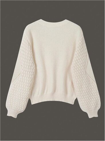 Women's Crochet Sweaters Crewneck Long Sleeve Knit Tops Pullover Sweaters Fall Jumper Outfits in Saudi Arabia