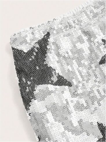 WDIRARA Women's Sparkly Sequin Bodycon Mini Skirt Low Rise Star Graphic Party Club Rave Skirts Silver XL in Saudi Arabia
