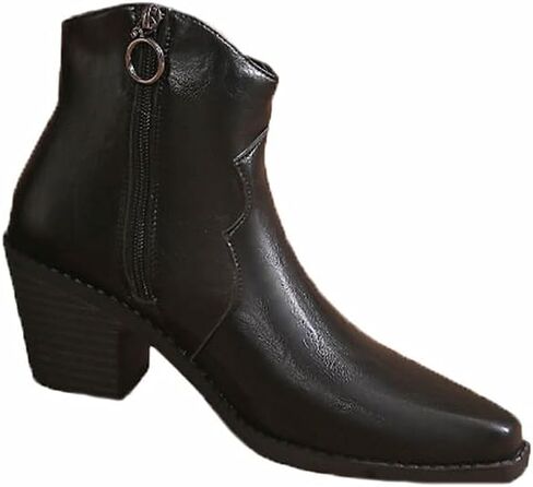 MGGMOKAY Women's Ankle Boots Chunky Heel Short Boot For Women Pointed Toe Western Booties with Zipper Fashion Cowgirl shoes in Saudi Arabia