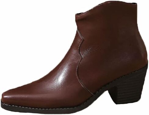 MGGMOKAY Women's Ankle Boots Chunky Heel Short Boot For Women Pointed Toe Western Booties with Zipper Fashion Cowgirl shoes in Saudi Arabia