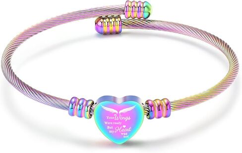Cremation Jewelry Wing Heart Urn Bracelet for Human Ashes for Women Men Memorial Keepsake Cuff Bangle Bracelet in Saudi Arabia