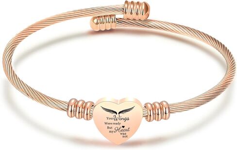 Cremation Jewelry Wing Heart Urn Bracelet for Human Ashes for Women Men Memorial Keepsake Cuff Bangle Bracelet in Saudi Arabia