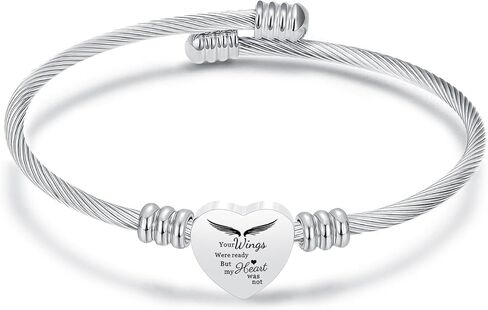 Cremation Jewelry Wing Heart Urn Bracelet for Human Ashes for Women Men Memorial Keepsake Cuff Bangle Bracelet in Saudi Arabia