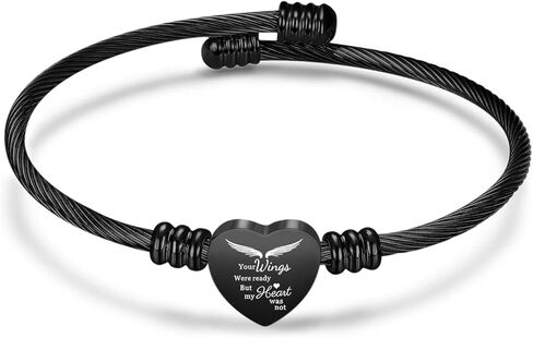 Cremation Jewelry Wing Heart Urn Bracelet for Human Ashes for Women Men Memorial Keepsake Cuff Bangle Bracelet in Saudi Arabia