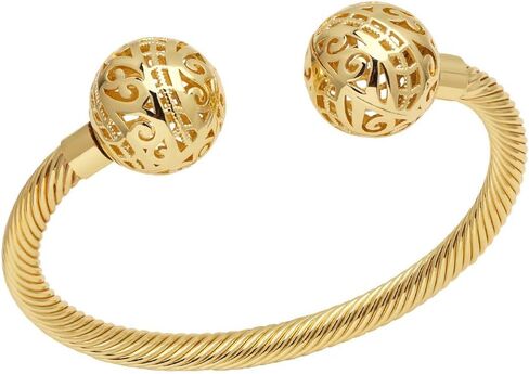 Hollow Ball Bangle Cuff Bracelet for Women Filigree Bead Twisted Adjustable Open Bangles Bracelets Fashion Birthday Mother's Day Jewelry Gifts for Bff in Saudi Arabia