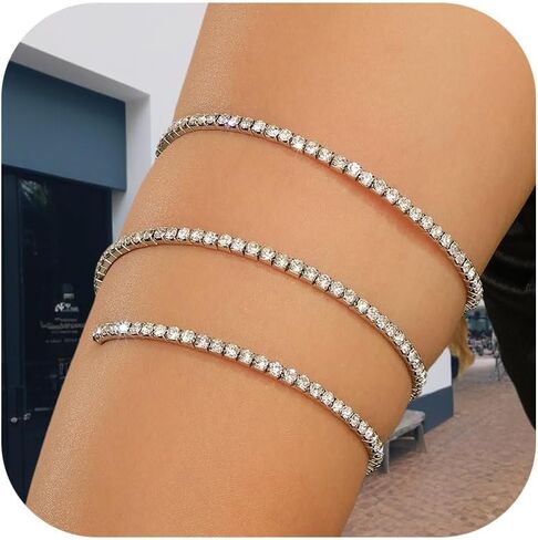 Rhinestone Arm Cuff for Women Silver Tennis Upper Arm Cuff Jewelry Butterfly Bracelet for Women Trendy in Saudi Arabia