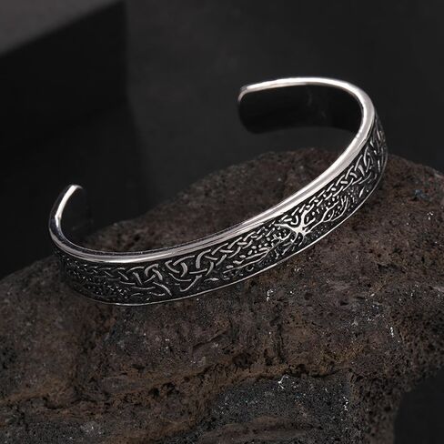 TURTLEDOVE Tree of Life Yggdrasil Bangle, Celtic Knot Cuff Bracelet, Stainless Steel World Tree Jewelry of Amulet in Saudi Arabia