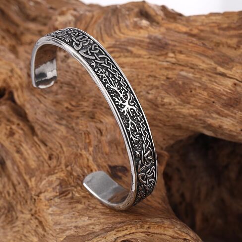 TURTLEDOVE Tree of Life Yggdrasil Bangle, Celtic Knot Cuff Bracelet, Stainless Steel World Tree Jewelry of Amulet in Saudi Arabia