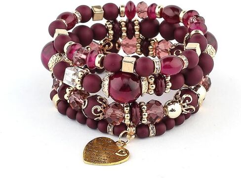 Bohemian Stackable Bead Bracelets, Multilayered Boho Strand Bangle Charm Jewelry3 in Saudi Arabia