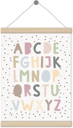 Boho Pastel Colorful Classroom Alphabet Poster Hanger Frame 12x16 Inch, Boho Classroom Decor, ABC Learning Educational Wall Art Decor for Boys Girls Room Playroom Preschool in Saudi Arabia