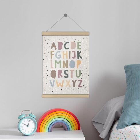 Boho Pastel Colorful Classroom Alphabet Poster Hanger Frame 12x16 Inch, Boho Classroom Decor, ABC Learning Educational Wall Art Decor for Boys Girls Room Playroom Preschool in Saudi Arabia