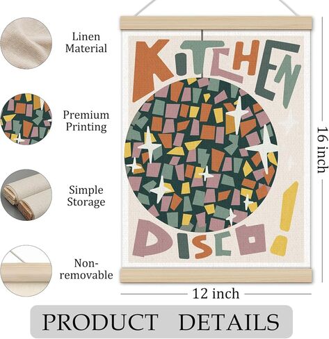 Trendy Disco Ball Poster Hanger Frame 12x16 Inch, Kitchen Wall Decor, Funky Rainbow Disco Ball Wall Art Decor for Kitchen Home Living Room Bedroom in Saudi Arabia