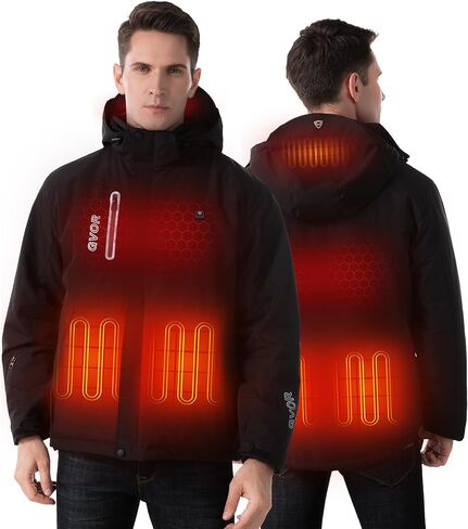 Men's Heated Jacket with 12V Battery Pack,Detachable Hood,Winter Outdoor Keep warm Coat Electric Insulated Jackets in Saudi Arabia