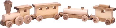 AmishToyBox.com مجموعة لعب لعبة القطار الخشبي - بطول 60.96 سم - لمسة نهائية معتمدة من CPSIA (بقع الحصاد) in Kuwait