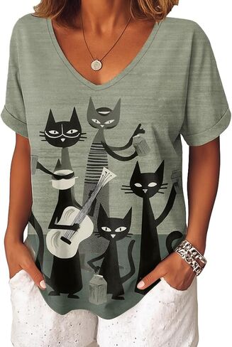 ملابس علوية نسائية صيفية بأكمام قصيرة ورقبة على شكل V قمصان غير رسمية أنيقة بلوزات تونيك عصرية موضة 2026 ملابس للإجازات in Kuwait