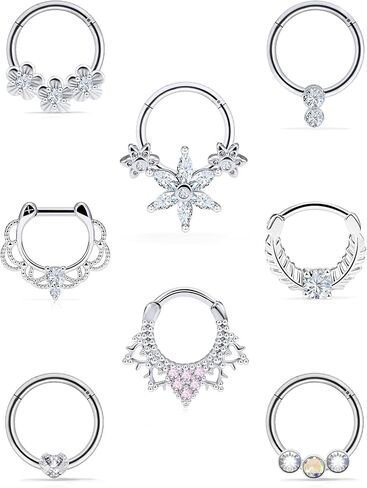 الحاجز الأنف خواتم Daith أقراط 16 جرام الفرس ثقب المجوهرات هيبوالرجينيك متعدد الألوان الجراحية الصلب للنساء الرجال in Kuwait