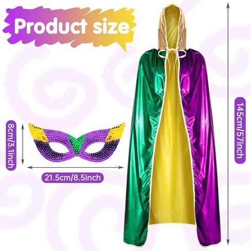 عباءة تنكرية بطول كامل من Syhood Mardi Gras مع قناع للوجه مجموعة قناع تنكر لامع لمستلزمات حفلات Mardi Gras in Saudi Arabia