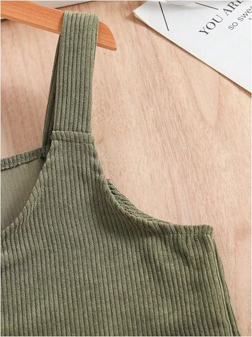 WDIRARA Girl's Button Front V Neck Overall Dress Sleeveless Corduroy Pinafore Dresses in Saudi Arabia