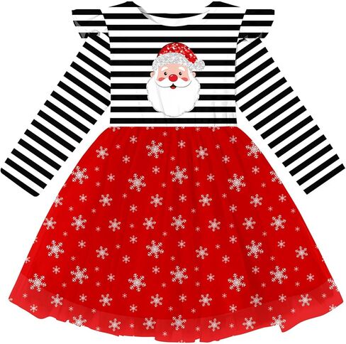 فستان تول للفتيات الصغيرات للكريسماس من التول فساتين حفلات الأميرة بأكمام طويلة ملابس عيد الميلاد من 2 إلى 6 سنوات in Kuwait