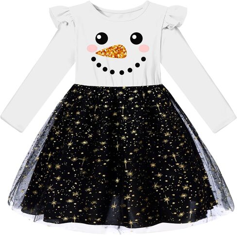 فستان تول للفتيات الصغيرات للكريسماس من التول فساتين حفلات الأميرة بأكمام طويلة ملابس عيد الميلاد من 2 إلى 6 سنوات in Kuwait