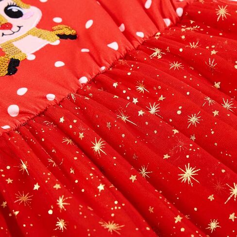 فستان تول للفتيات الصغيرات للكريسماس من التول فساتين حفلات الأميرة بأكمام طويلة ملابس عيد الميلاد من 2 إلى 6 سنوات in Kuwait