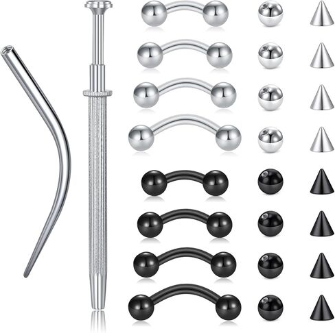 VCMART ثقب الحاجب مجوهرات الفولاذ المقاوم للصدأ منحني الحديد القرط الصغير الحاجب حلقة عمودية Labret الشفاه مجوهرات الأذن روك الحلزون محارة Daith للنساء الرجال 16 جرام 6 مم / 8 مم / 10 مم / 12 مم in Kuwait