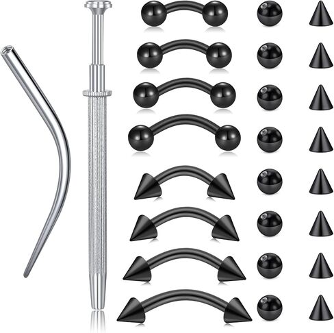 VCMART ثقب الحاجب مجوهرات الفولاذ المقاوم للصدأ منحني الحديد القرط الصغير الحاجب حلقة عمودية Labret الشفاه مجوهرات الأذن روك الحلزون محارة Daith للنساء الرجال 16 جرام 6 مم / 8 مم / 10 مم / 12 مم in Kuwait