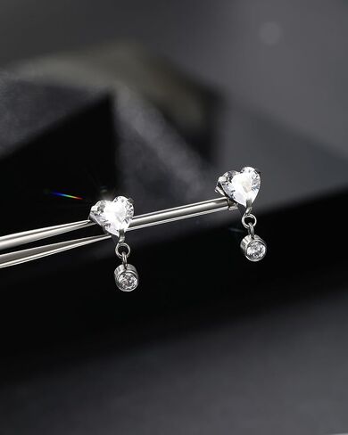 Jewseen G23 Titanium Nipple Rings Internally Threaded Nipple Piercing Jewelry Heart Cubic Zirconia Nipple Shiled for Women in Saudi Arabia