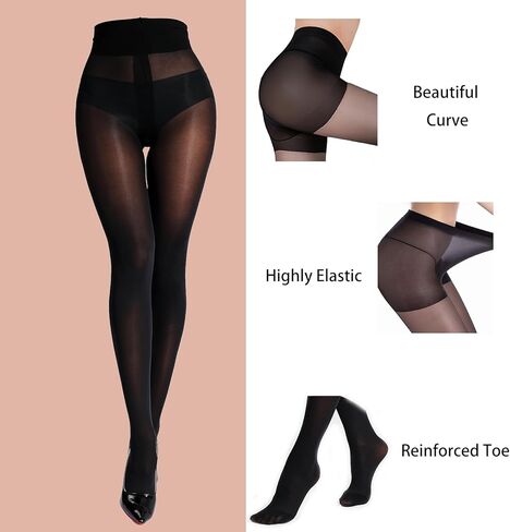 2 Pairs Black Sheer Tights for Women Butt - lifting Nylon Pantyhose 15D Breathable Women's Panty Hose(M/L) in Saudi Arabia