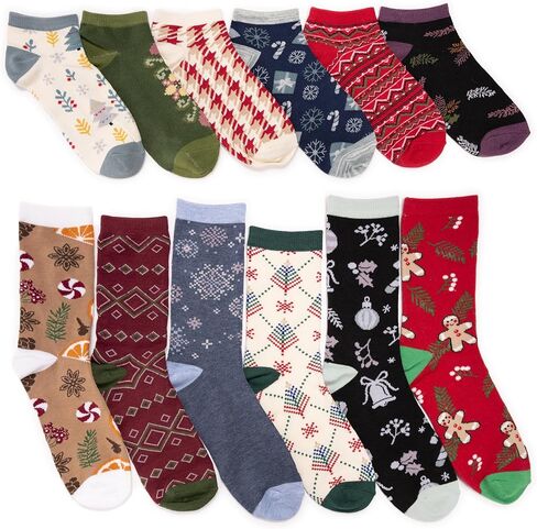 MUK LUKS Women's 12 Days of Christmas Socks, Multi, OS in Saudi Arabia