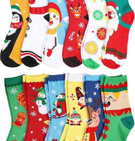 STEFORD Christmas Socks Set, 12 Pairs Christmas Socks with Box for Family Men Women Teens Christmas Favor Gifts Stocking in Saudi Arabia