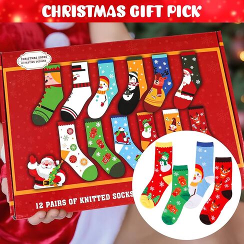 STEFORD Christmas Socks Set, 12 Pairs Christmas Socks with Box for Family Men Women Teens Christmas Favor Gifts Stocking in Saudi Arabia