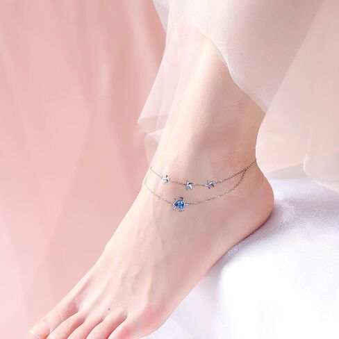 FLYOW Turtle Anklet for Women 925 Sterling Silver Adjustable Beach Sea Animal Foot Chain Ankle Bracelet Gift for Women (Turtle Ankle Bracelet) in Saudi Arabia