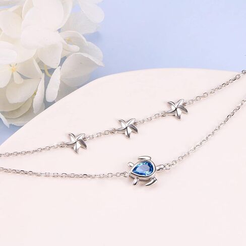FLYOW Turtle Anklet for Women 925 Sterling Silver Adjustable Beach Sea Animal Foot Chain Ankle Bracelet Gift for Women (Turtle Ankle Bracelet) in Saudi Arabia