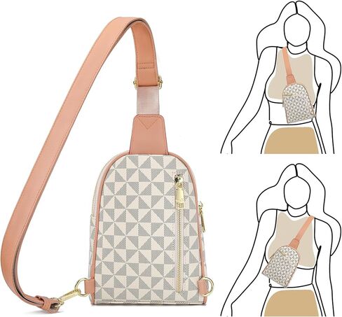 NEICOA Vegan Leather Crossbody Bags for Women Designer Sling Bag Checkered Cross Body Purse for Travel（White） in Saudi Arabia