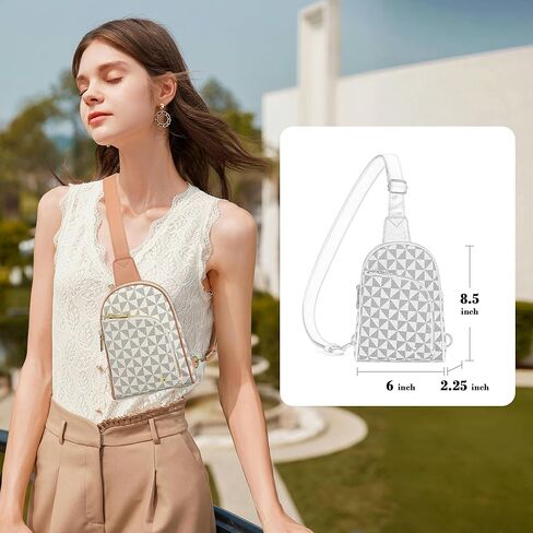 NEICOA Vegan Leather Crossbody Bags for Women Designer Sling Bag Checkered Cross Body Purse for Travel（White） in Saudi Arabia