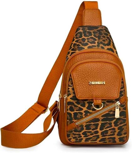 Retro Leopard Print Chest Bag Multi-Pocket Crossbody Bag Women’s Stylish Single-Shoulder Backpack Practical Travel Bag in Saudi Arabia