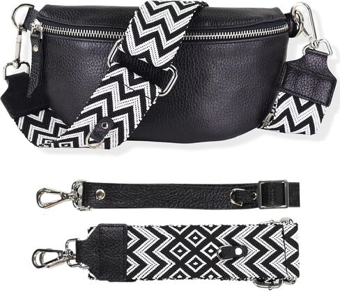 Blade Crossbody Bags for Women Trendy, Genuine Leather Small Sling Bag, Fanny Packs with 2 Detachable Straps - Wide and Leather in Saudi Arabia