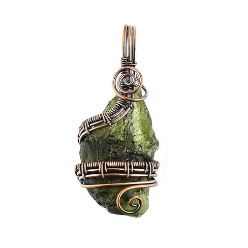 Synthetic Moldavite Pendant, Raw Crystal Pendant, Wire Wrapping Pendant, Gemstone Rough Pendant, Chakra Healing Stone Pendant, Gift Pendant, Green Moldavite (45x20mm+) in Kuwait