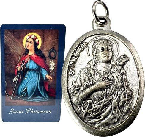 مجموعة ميدالية Westmon Works St Philomena ميدالية معدنية إيطالية مع بطاقة صلاة القديس المقدسة in Saudi Arabia